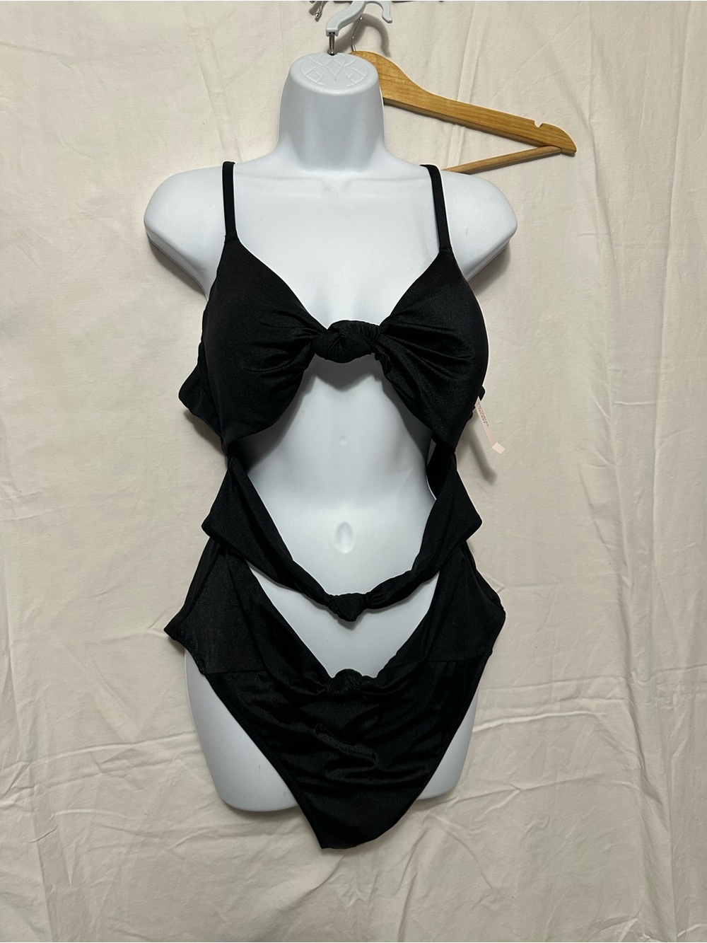 Victoria's Secret Black One-Piece Swimsuit with Pink Logo